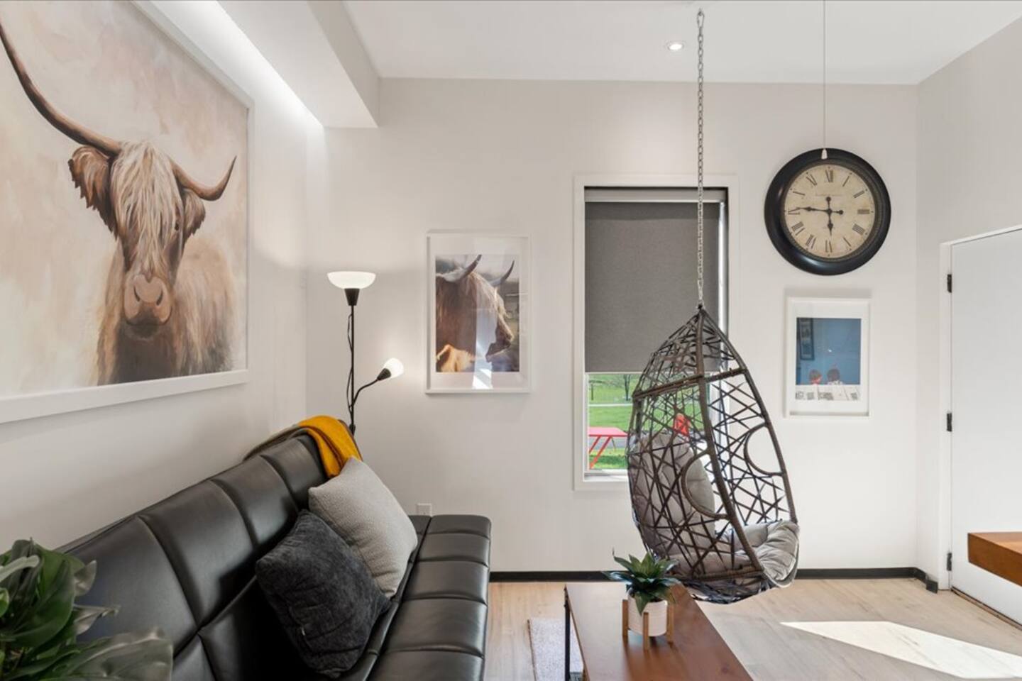 Barndo 1AS at Cedar Pond Farms — one-bedroom barndominium suite lodging on the farm, with the Highland herd a short walk away.
