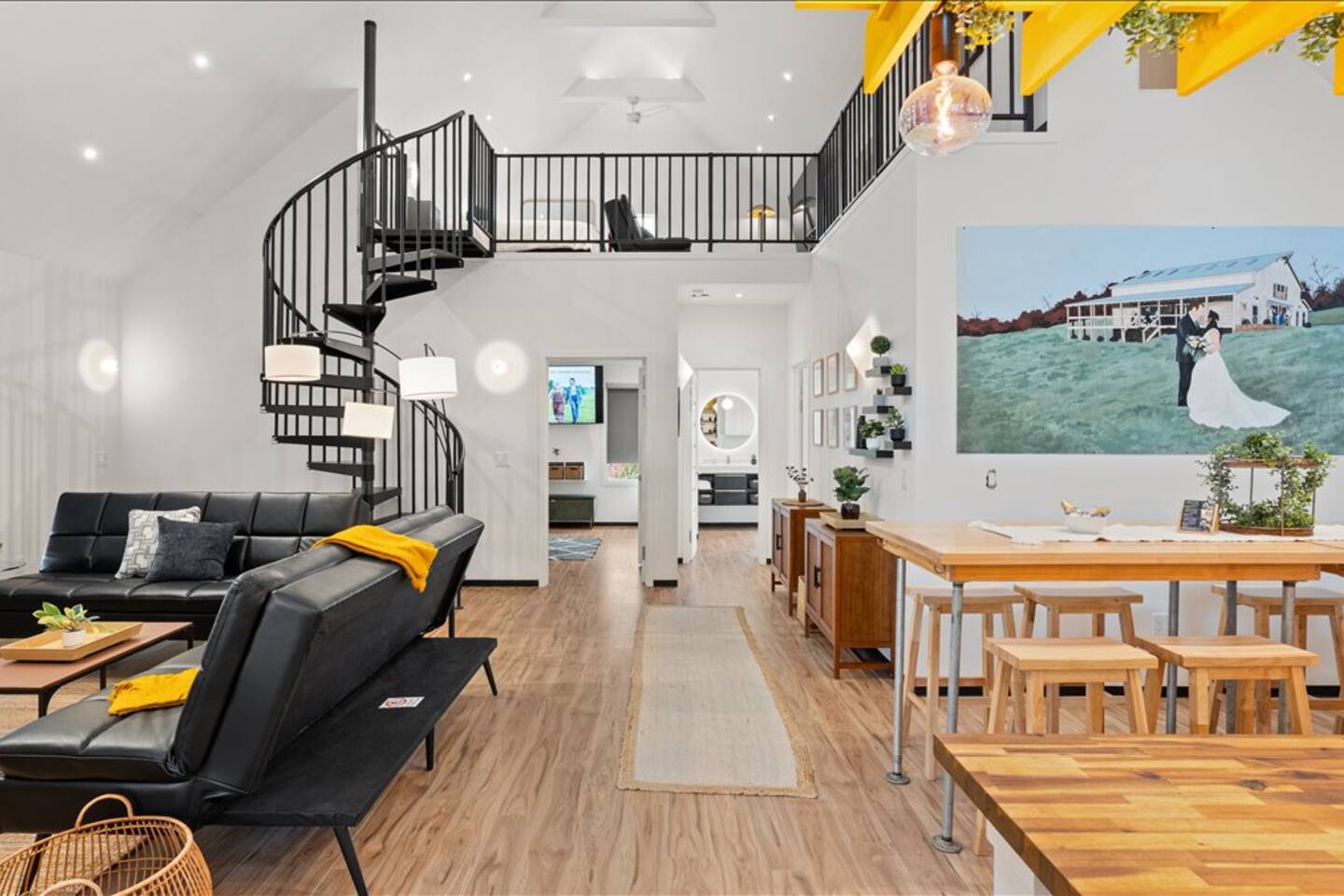 Inside Barndo 1B, a three-bedroom barndominium at Cedar Pond Farms — our fluffy Highland cow farm just outside the Smoky Mountains.