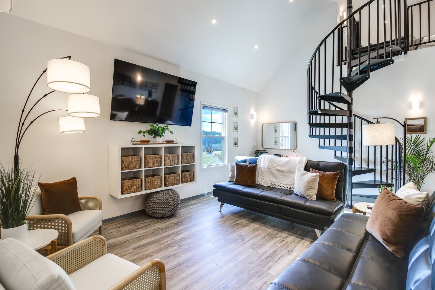 Barndo 2B at Cedar Pond Farms — three-bedroom barndominium lodging on the farm, with the Highland herd a short walk away.