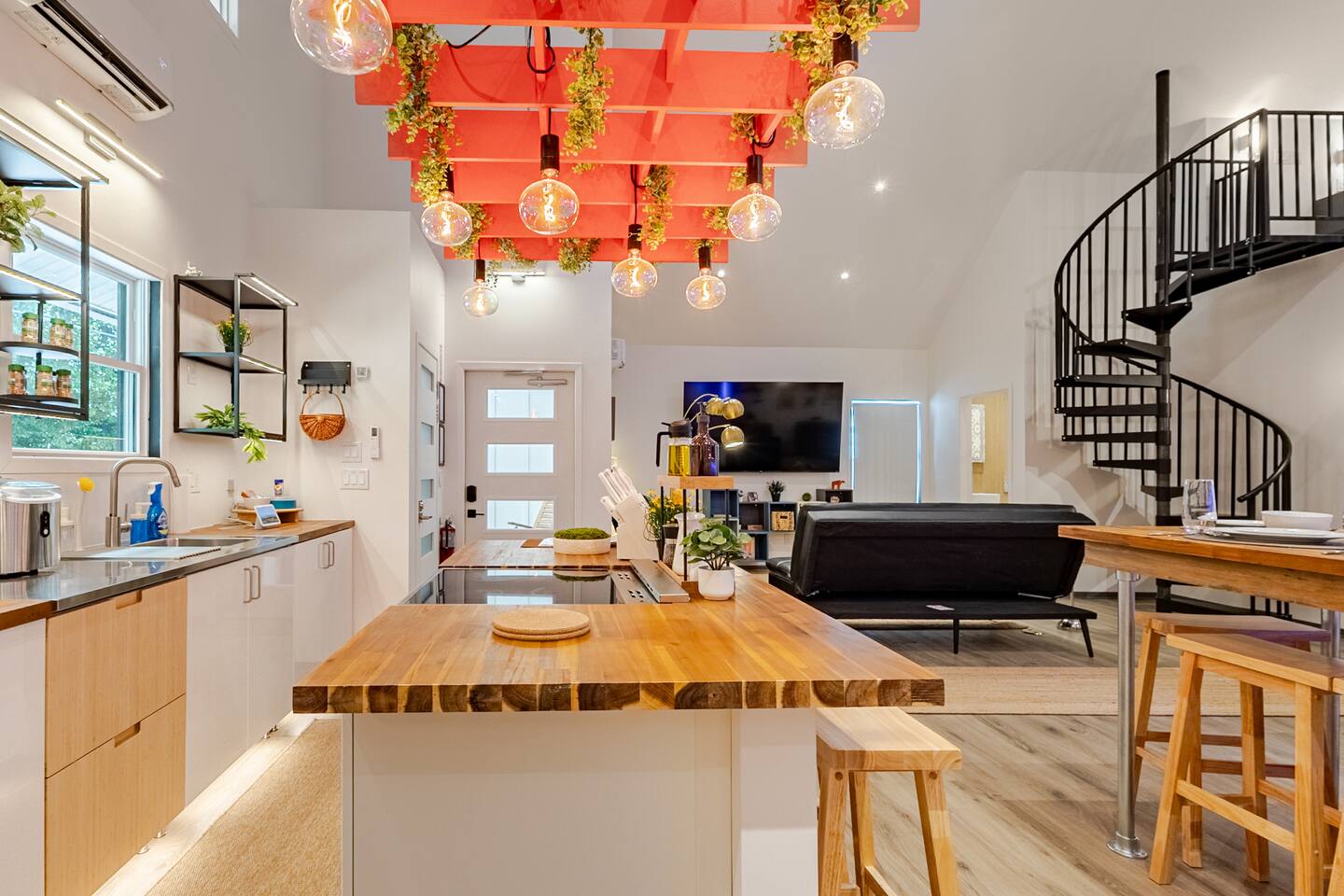 Inside Barndo 3B, a three-bedroom barndominium at Cedar Pond Farms — our fluffy Highland cow farm just outside the Smoky Mountains.