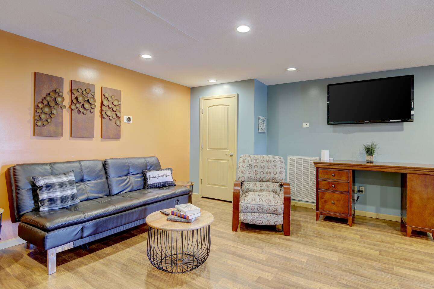 Executive Apartment A at Cedar Pond Farms in New Market — a European-style apartment on a working farm with Scottish Highland cattle.