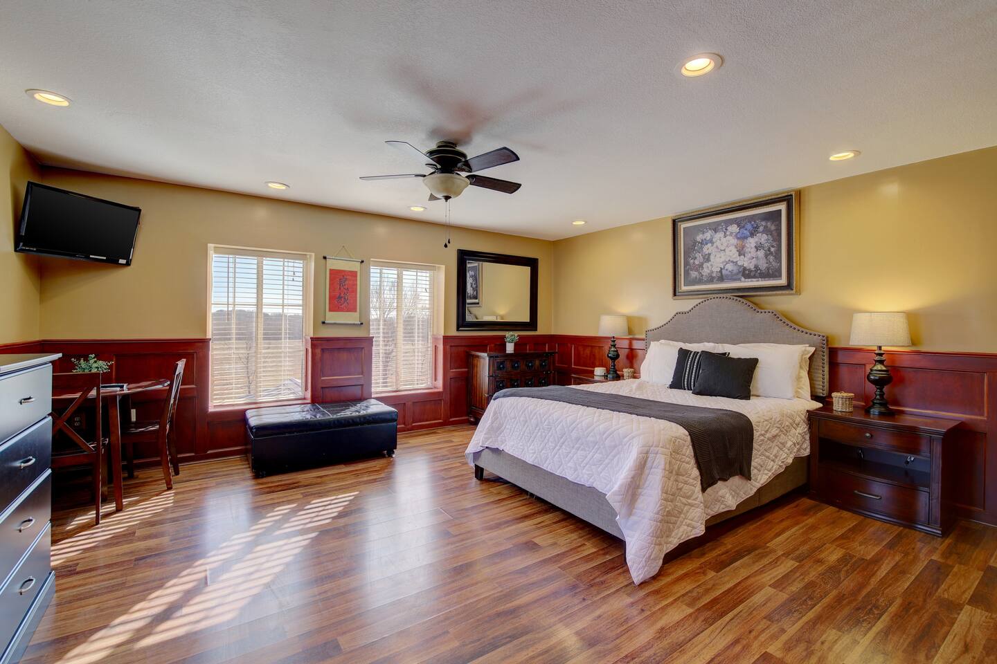 Inside Executive Apartment A, a European-style apartment at Cedar Pond Farms — our fluffy Highland cow farm just outside the Smoky Mountains.