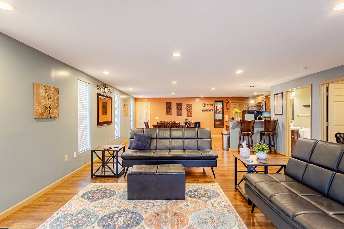 Inside Executive Apartment B, a European-style apartment at Cedar Pond Farms — our fluffy Highland cow farm just outside the Smoky Mountains.