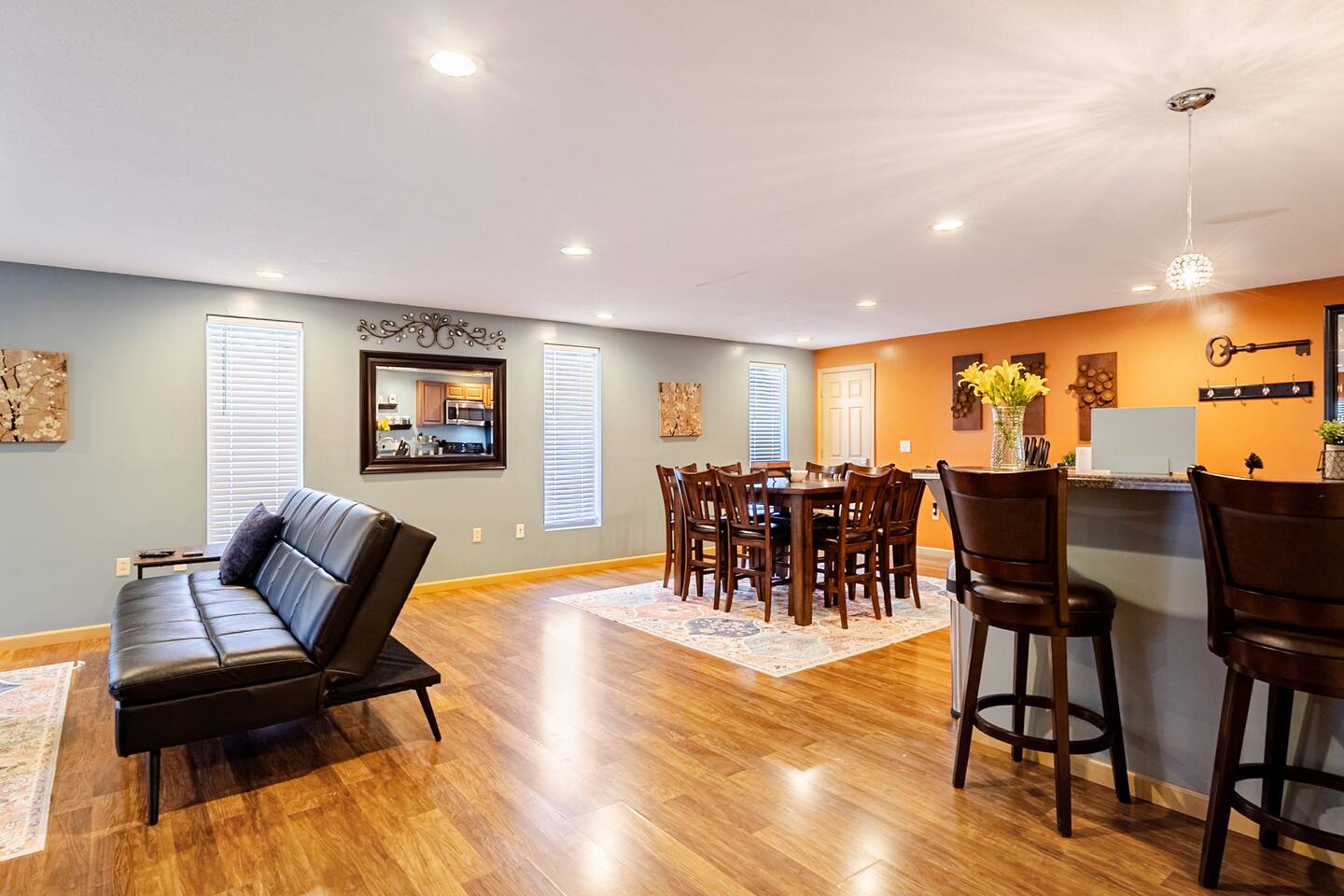 Executive Apartment B at Cedar Pond Farms in New Market — a European-style apartment on a working farm with Scottish Highland cattle.